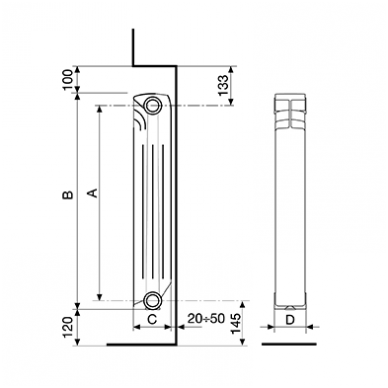 Aliumininis radiatorius Fondital Exclusivo 350, 10 sekcijų 1