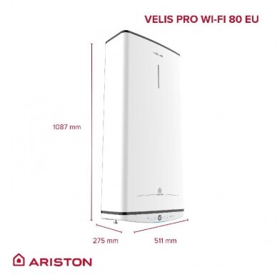 Ariston vandens šildytuvas VELIS PRO WiFi 80 EU 65 l. 3 Ariston vandens šildytuvas VELIS PRO WiFi 80 EU 65 l. 3