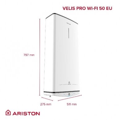 Ariston vandens šildytuvas VELIS PRO DRY WiFi 50 EU 45 l. 3 Ariston vandens šildytuvas VELIS PRO DRY WiFi 50 EU 45 l. 3