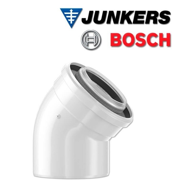 Bosch dūmvada līkums 45° Ø60/100 Bosch dūmvada līkums 45° Ø60/100