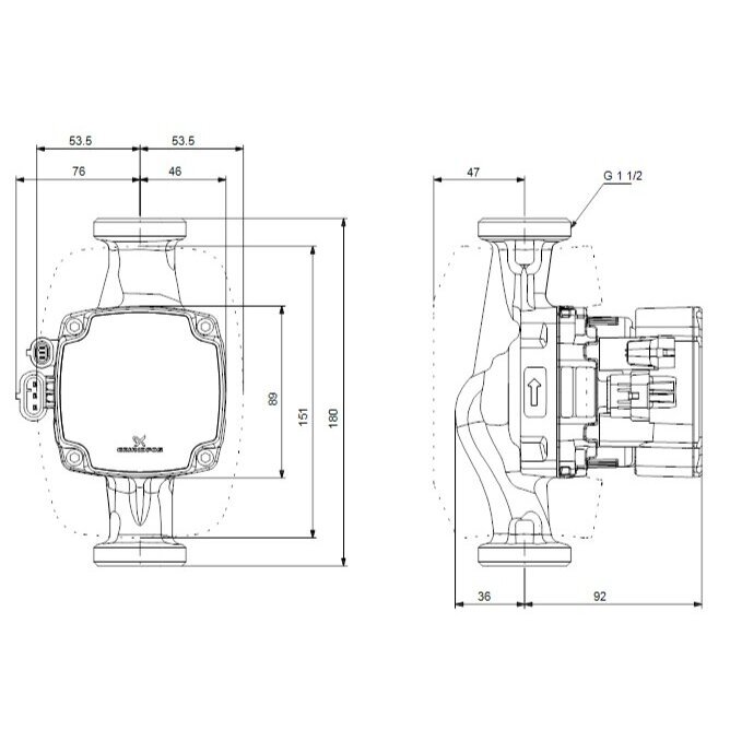 Cirkulācijas sūknis Grundfos ALPHA2 GO 25-60 180 mm 3 Cirkulācijas sūknis Grundfos ALPHA2 GO 25-60 180 mm 3