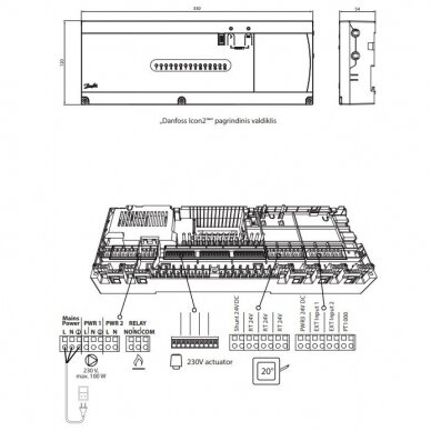 Danfoss Icon2™ grindų šildymo standartinis valdiklis, 15 zonų 088U2100 3