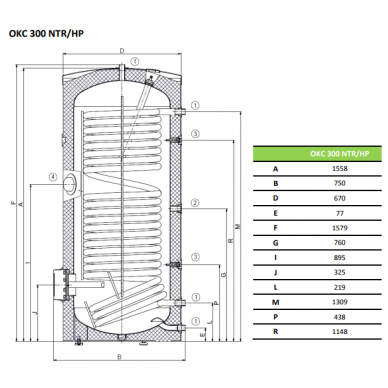 Ūdens sildītājs Dražice OKC 300 NTR/HP 1 Ūdens sildītājs Dražice OKC 300 NTR/HP 1