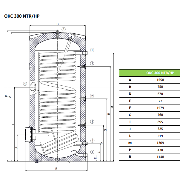 Ūdens sildītājs Dražice OKC 300 NTR/HP 1 Ūdens sildītājs Dražice OKC 300 NTR/HP 1