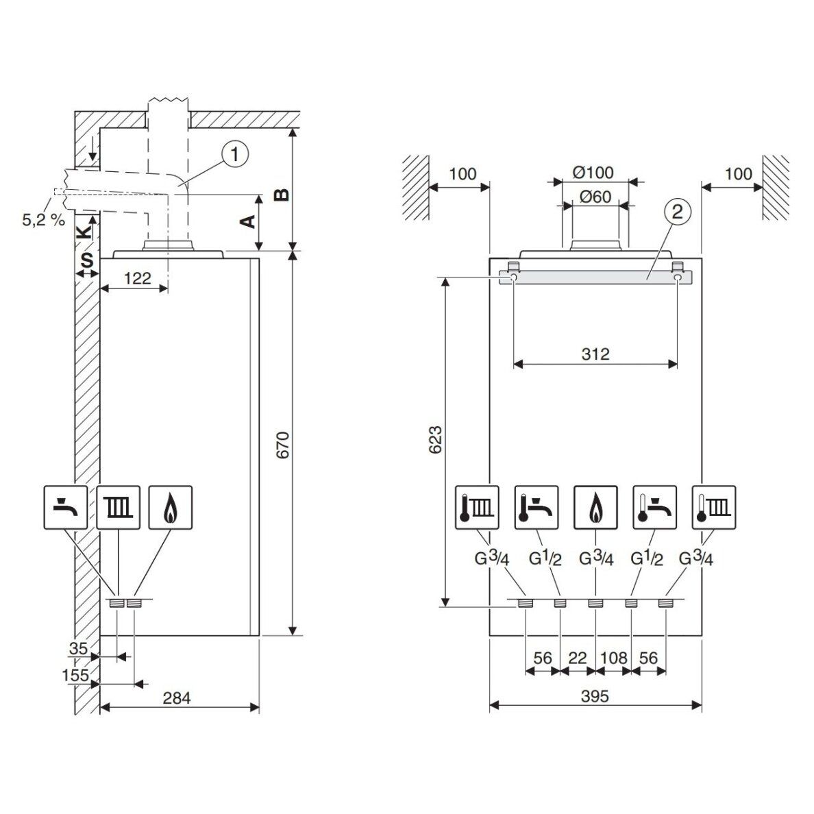 Gāzes katls Bosch Condens 1200W 20/22C 2 Gāzes katls Bosch Condens 1200W 20/22C 2