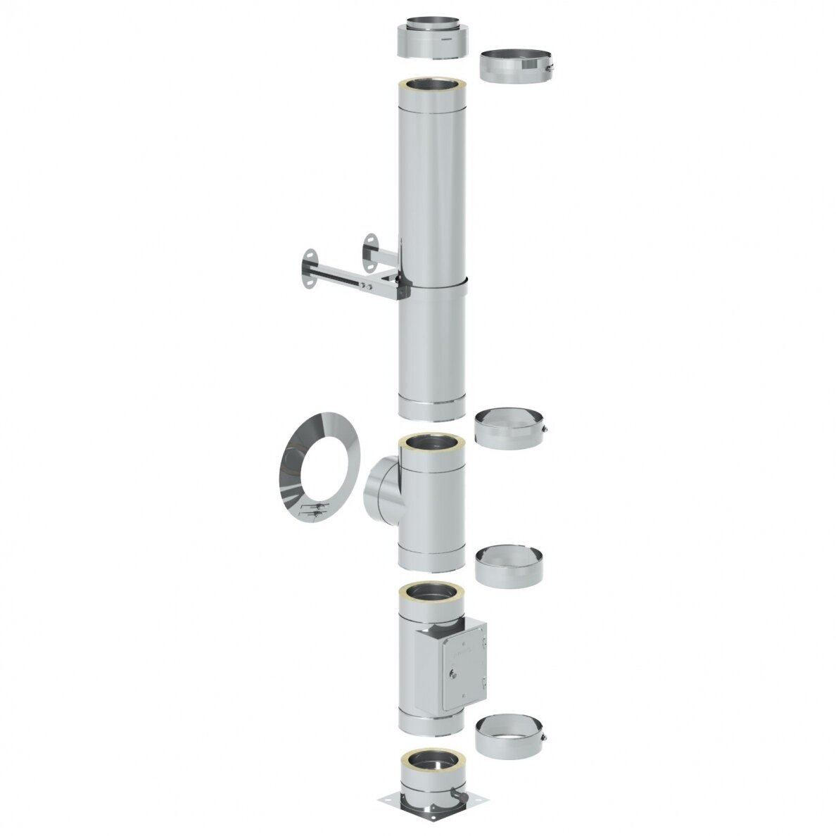 Dvisienis izoliuotas nerūdijančio plieno 90° trišakis Dn160mm 1 Dvisienis izoliuotas nerūdijančio plieno 90° trišakis Dn160mm 1