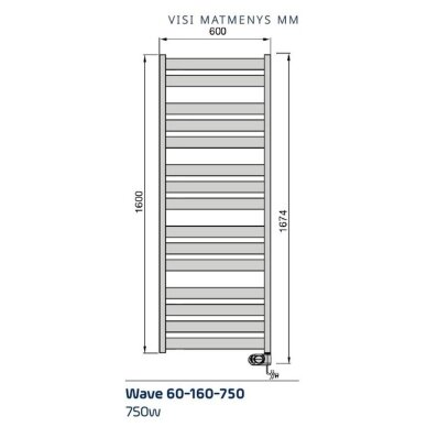 Elektriskais dvieļu žāvētājs ADAX Wave 60-160-750 Black 1 Elektriskais dvieļu žāvētājs ADAX Wave 60-160-750 Black 1