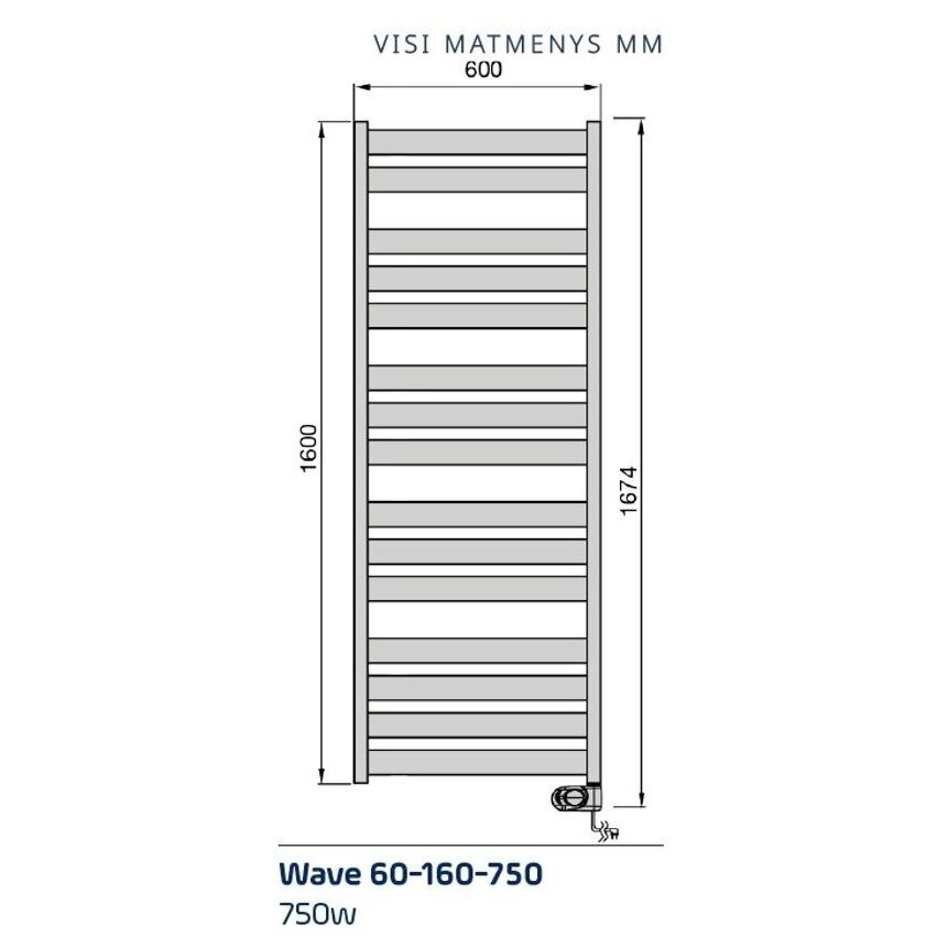 Elektriskais dvieļu žāvētājs ADAX Wave 60-160-750 Black 1
