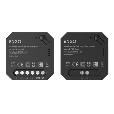ENGO ETR-868 belaidė relė, 868MHz, 230V ENGO ETR-868 belaidė relė, 868MHz, 230V