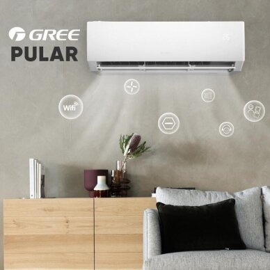 Gaisa kondicionieris GREE Pular 6,2/6,5kW, iebūvēts Wi-Fi modulis 1 Gaisa kondicionieris GREE Pular 6,2/6,5kW, iebūvēts Wi-Fi modulis 1
