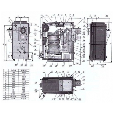 Cietā kurināmā katls Kalvis K-2-16N 1 Cietā kurināmā katls Kalvis K-2-16N 1