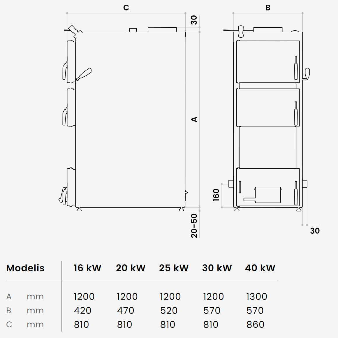 Cietā kurināmā katls EKON-MAX 30kW 2