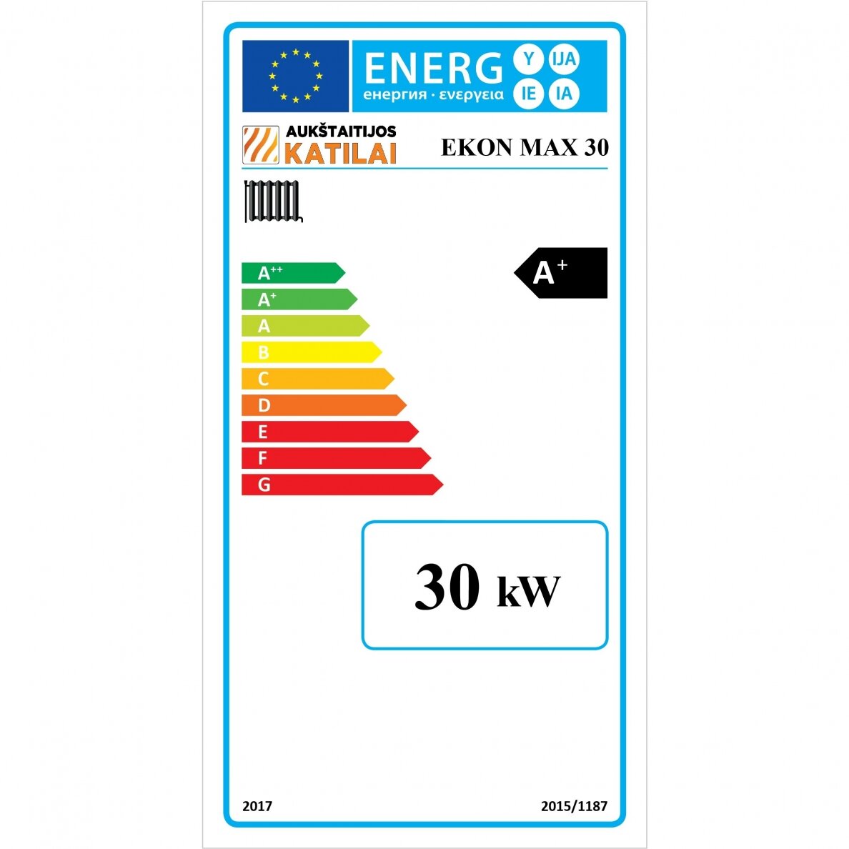Cietā kurināmā katls EKON-MAX 30kW 3