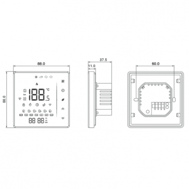 Konveka potinkinis laidinis patalpos termostatas TW 230/16B, WiFi 2 Konveka potinkinis laidinis patalpos termostatas TW 230/16B, WiFi 2