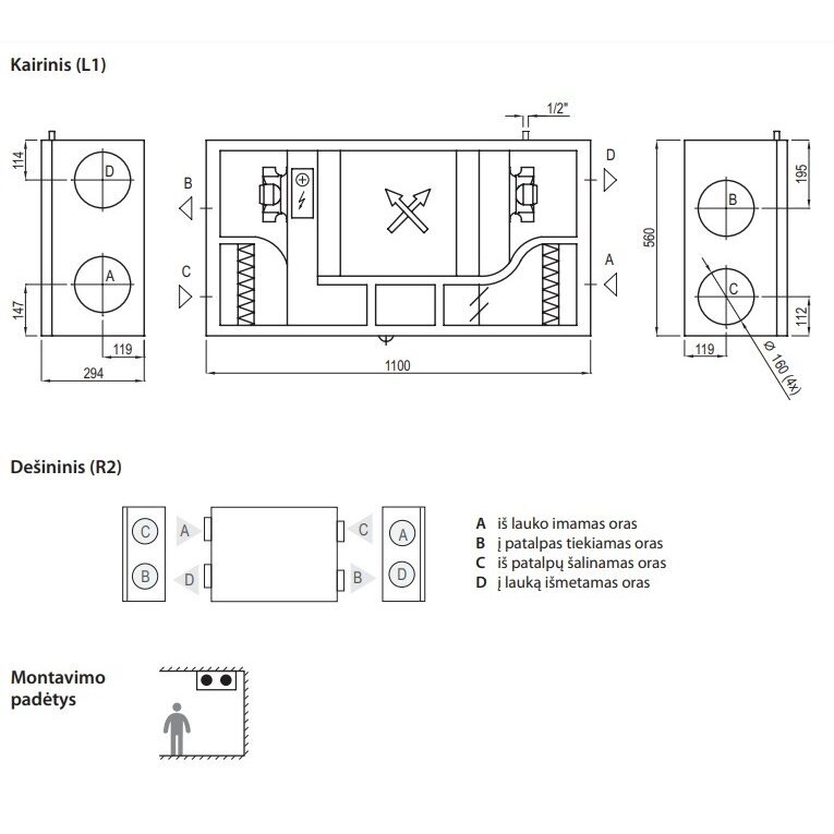 Komfovent rekuperatorius Domekt CF 200 F C8 1
