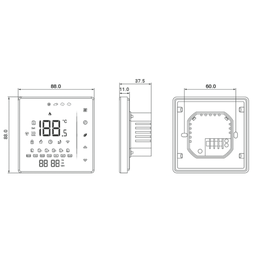 Konveka potinkinis laidinis patalpos termostatas TW 230/16B, WiFi 2 Konveka potinkinis laidinis patalpos termostatas TW 230/16B, WiFi 2