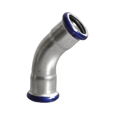 Nerūdijančio plieno presuojama alkūnė 45° v/v Dn 22x22 mm Nerūdijančio plieno presuojama alkūnė 45° v/v Dn 22x22 mm