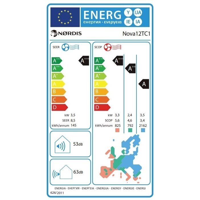 NORDIS gaisa kondicionieris Nova 3,51/3,80 kW ar WiFi 3