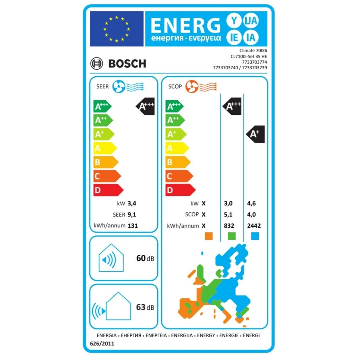 Oras-oras šilumos siurblys Bosch Climate 7100i 3,5/4,0kW 3