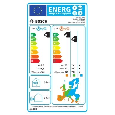 Oro kondicionierius Bosch Climate 6000i 2,6/3,0kW 2 Oro kondicionierius Bosch Climate 6000i 2,6/3,0kW 2