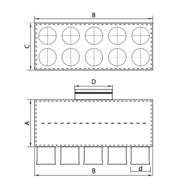 Oro paskirstymo dėžė LOK-H-160-75X10 1 Oro paskirstymo dėžė LOK-H-160-75X10 1