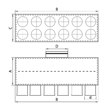 Oro paskirstymo dėžė LOK-H-160-75X12 1 Oro paskirstymo dėžė LOK-H-160-75X12 1