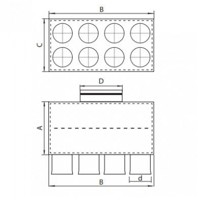 Oro paskirstymo dėžė LOK-H-125-75X8 1 Oro paskirstymo dėžė LOK-H-125-75X8 1