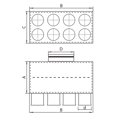 Oro paskirstymo dėžė LOK-H-160-75X8 1 Oro paskirstymo dėžė LOK-H-160-75X8 1