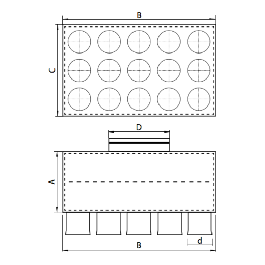 Oro paskirstymo dėžė LOK-H-200-75X15 1 Oro paskirstymo dėžė LOK-H-200-75X15 1