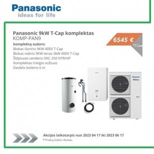 Panasonic Aquarea T-CAP šilumos siurblio 9kW ir vandens šildytuvo komplektas