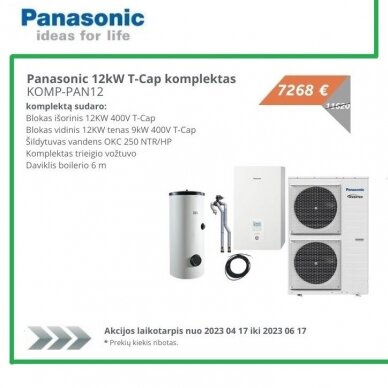 Panasonic Aquarea T-CAP šilumos siurblio 12kW ir vandens šildytuvo komplektas