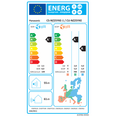 Panasonic šilumos siurblys Etherea NZ25YKE 2,5/3,4kW 3 Panasonic šilumos siurblys Etherea NZ25YKE 2,5/3,4kW 3