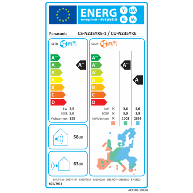 Panasonic šilumos siurblys Etherea NZ35YKE 3,5/4,0kW 3 Panasonic šilumos siurblys Etherea NZ35YKE 3,5/4,0kW 3