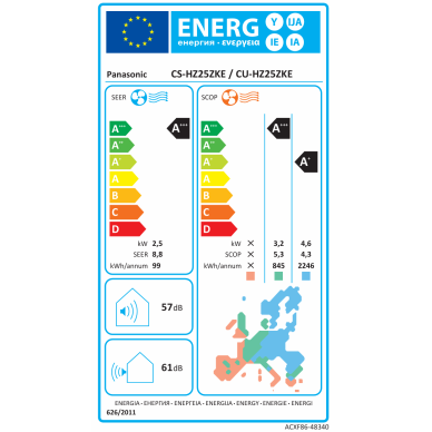Panasonic šilumos siurblys Flagship HZ25ZKE 2,50/3,2kW 4