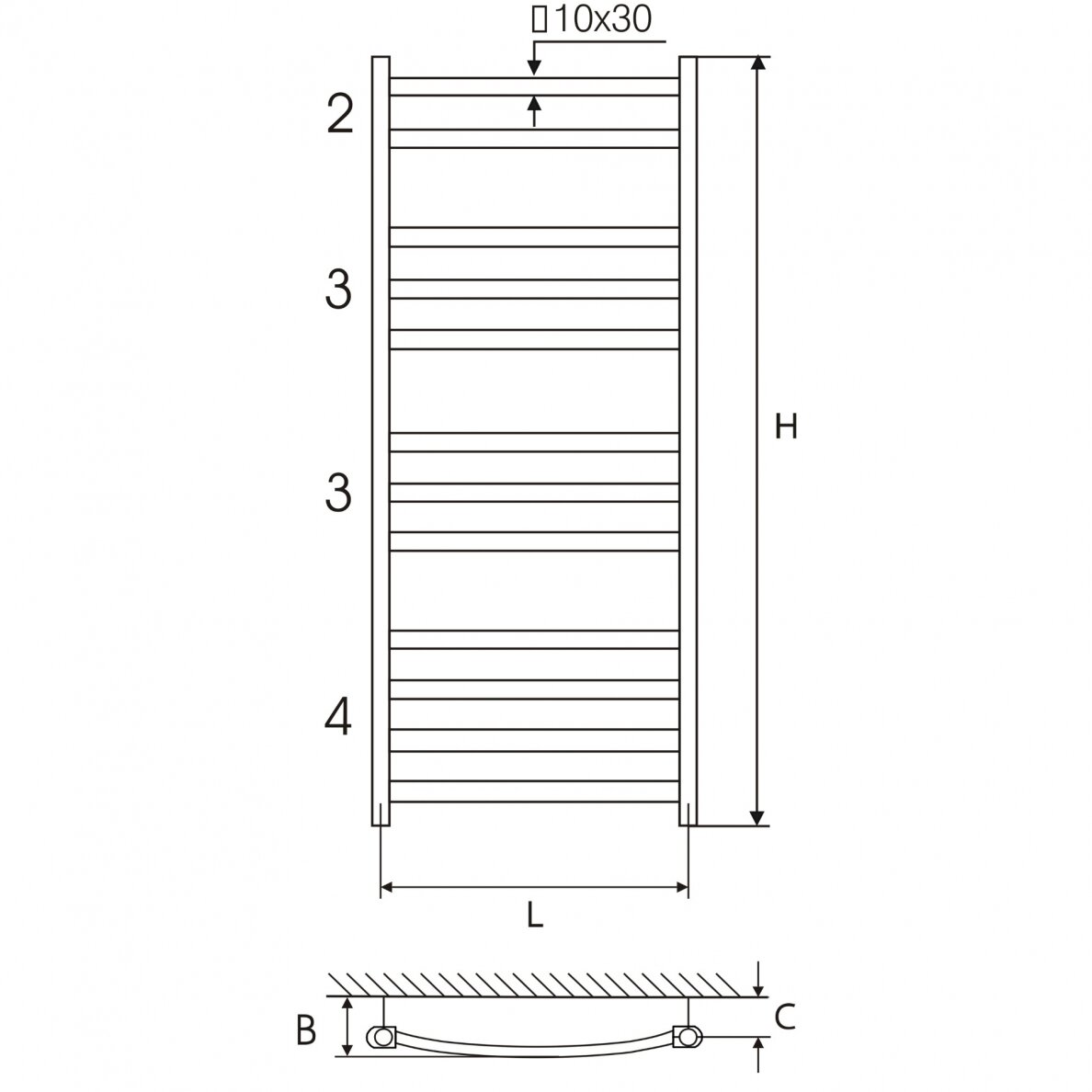 Plieninis juodas rankšluosčių džiovintuvas Elonika EP 50x118 KLD 1