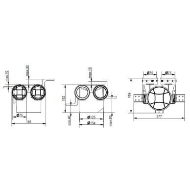 Plastmasas difuzora kārba 2× Dn75 - Dn125 mm, Awenta Pro 1 Plastmasas difuzora kārba 2× Dn75 - Dn125 mm, Awenta Pro 1