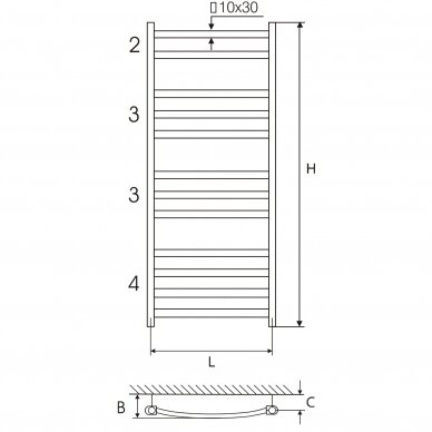 Plieninis juodas rankšluosčių džiovintuvas Elonika EP 50x118 KLD 1 Plieninis juodas rankšluosčių džiovintuvas Elonika EP 50x118 KLD 1