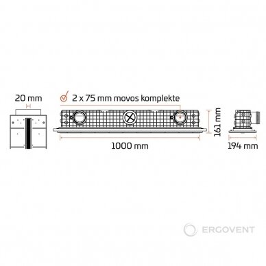 Krohvitav lineaarne difuusor ERGOVENT LINEO PRO-1000/90 PROFILE 5 Krohvitav lineaarne difuusor ERGOVENT LINEO PRO-1000/90 PROFILE 5
