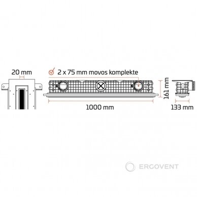 Krohvitav lineaarne difuusor ERGOVENT LINEO PRO-1000/90 SINGLE 6 Krohvitav lineaarne difuusor ERGOVENT LINEO PRO-1000/90 SINGLE 6