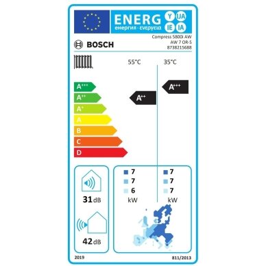Šilumos siurblys oras-vanduo Bosch Compress 5800i AW 7 OR-S 3 Šilumos siurblys oras-vanduo Bosch Compress 5800i AW 7 OR-S 3