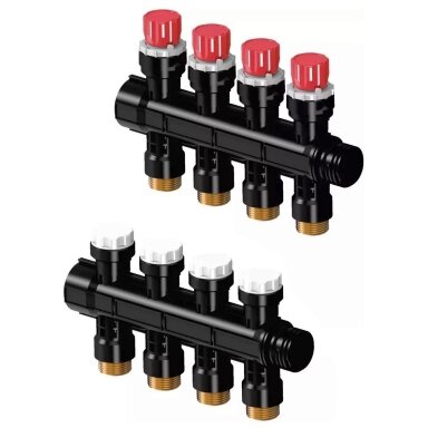 Uponor Vario Plus kolektorius su balansiniais ventiliais 4 kontūrų Uponor Vario Plus kolektorius su balansiniais ventiliais 4 kontūrų