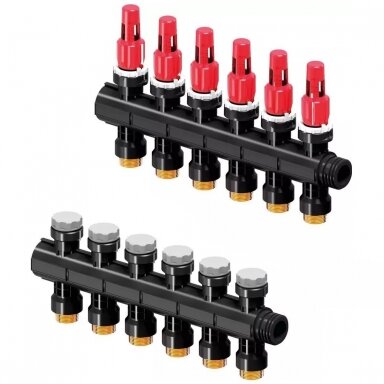Uponor Vario Plus kolektorius su debitomačiais 6 kontūrų Uponor Vario Plus kolektorius su debitomačiais 6 kontūrų