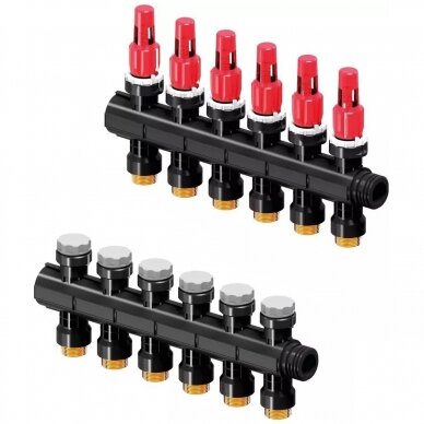 Uponor Vario Plus kolektorius su debitomačiais 6 kontūrų Uponor Vario Plus kolektorius su debitomačiais 6 kontūrų