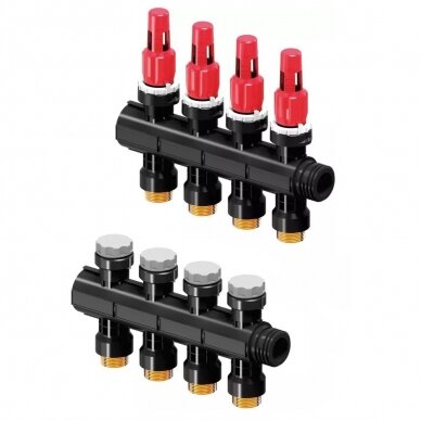 Uponor Vario Plus kolektorius su debitomačiais 4 kontūrų Uponor Vario Plus kolektorius su debitomačiais 4 kontūrų