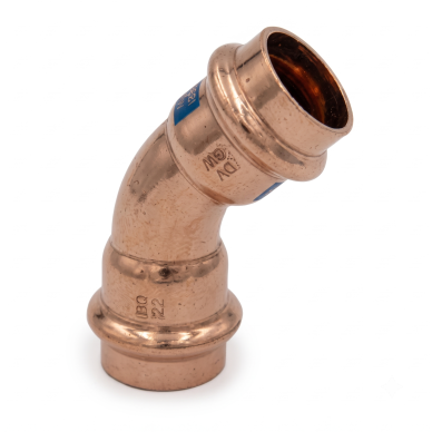 Varinė presuojama alkūnė 45° v/v Dn 15x15 mm Varinė presuojama alkūnė 45° v/v Dn 15x15 mm