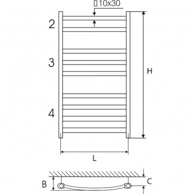 Plieninis juodas rankšluosčių džiovintuvas Elonika EP 50x86 KLD 1 Plieninis juodas rankšluosčių džiovintuvas Elonika EP 50x86 KLD 1