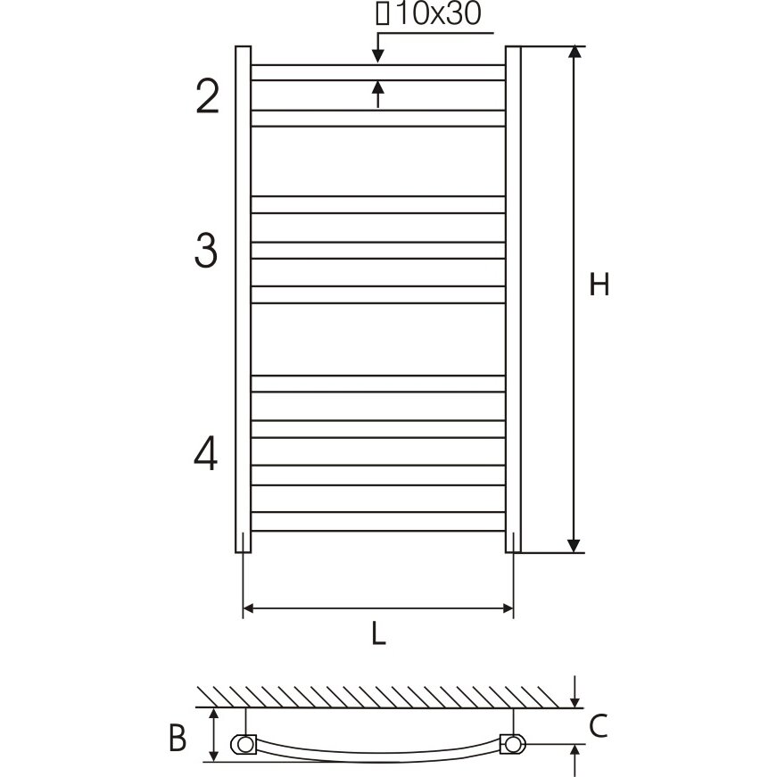 Plieninis juodas rankšluosčių džiovintuvas Elonika EP 50x86 KLD 1 Plieninis juodas rankšluosčių džiovintuvas Elonika EP 50x86 KLD 1