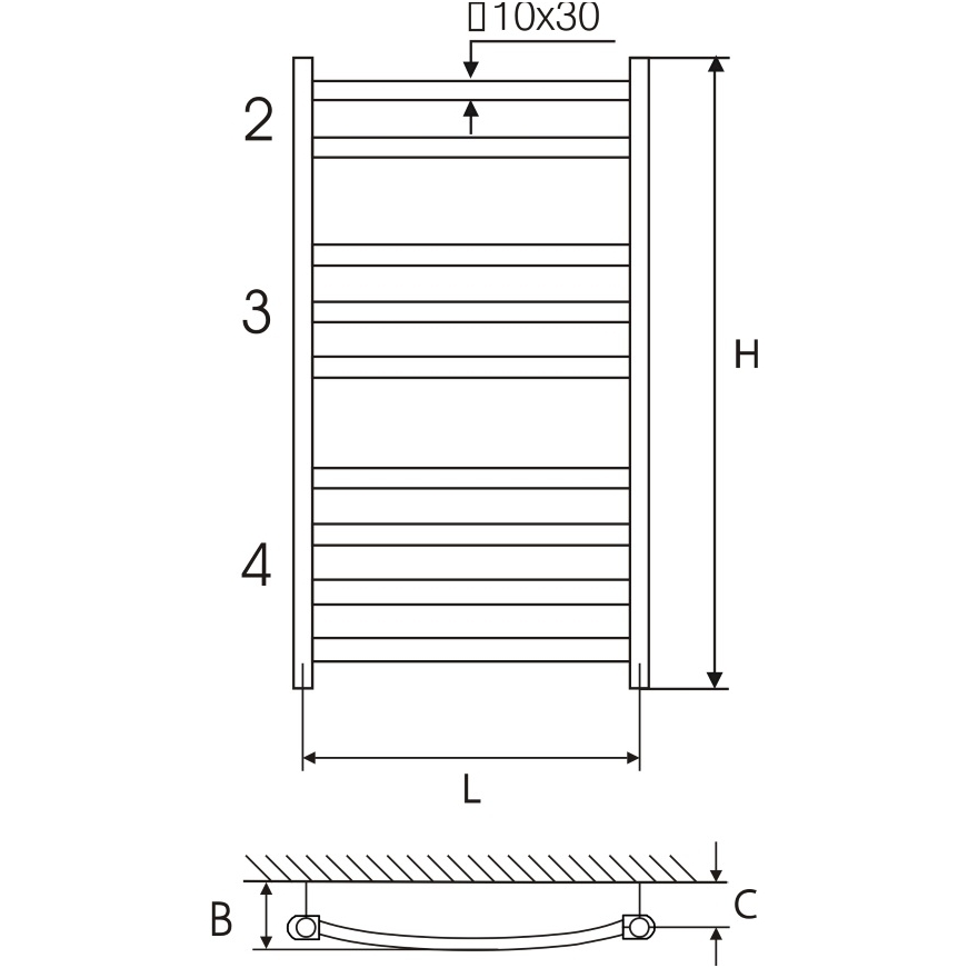 Plieninis baltas rankšluosčių džiovintuvas Elonika EP 50x86 KLD 1 Plieninis baltas rankšluosčių džiovintuvas Elonika EP 50x86 KLD 1